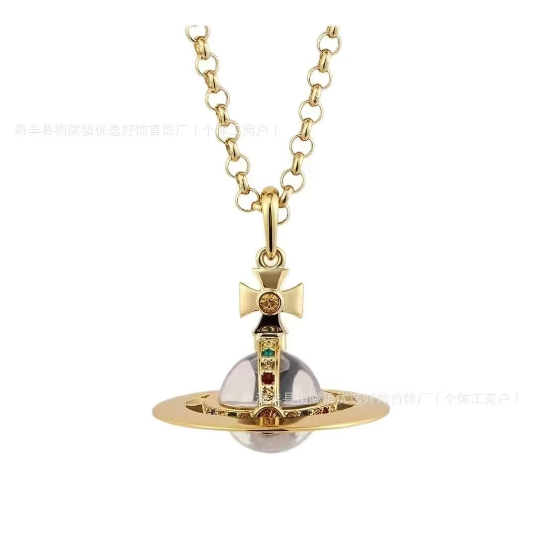 Vivienne Westwood Jewelry Crystal Orb Safety Pin Necklace — 20