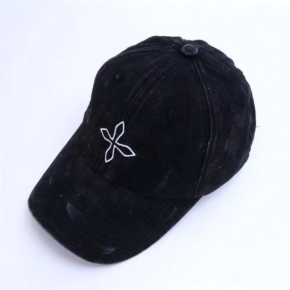 Diesel Hats Distressed Denim Baseball Cap with Embroidered Logo — 8