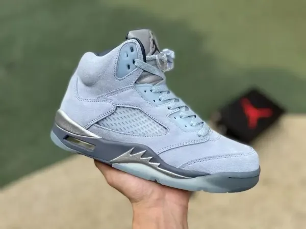 Air Jordan 5 Retro Light Blue Suede Sneakers - 1
