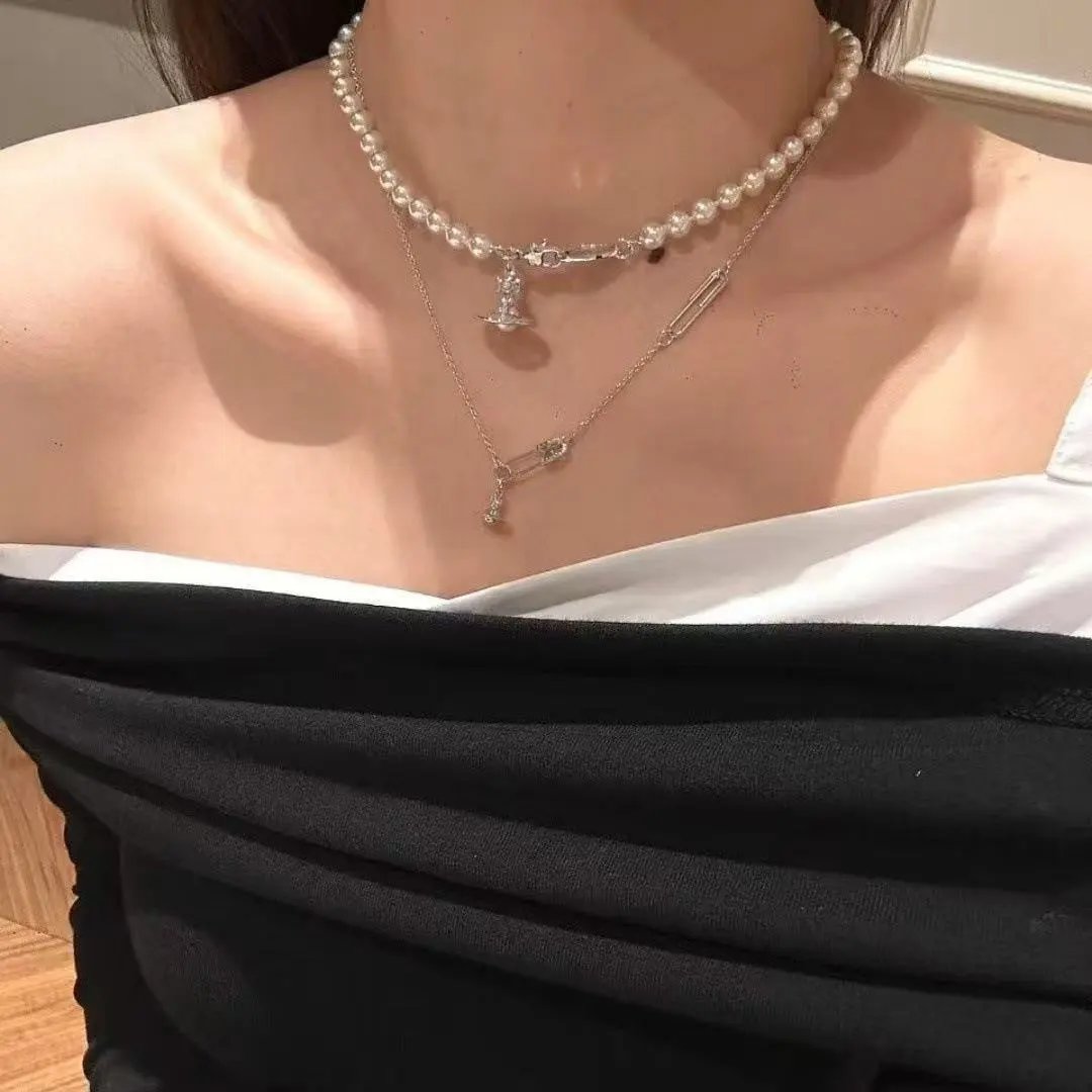 Vivienne Westwood Jewelry Crystal Orb Safety Pin Necklace — 36