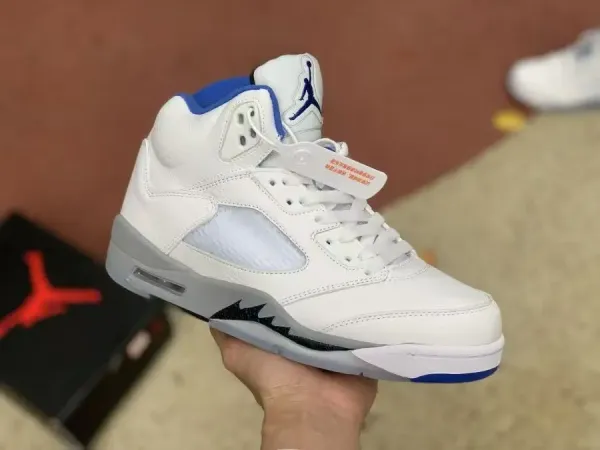 Air Jordan 5 White Royal Blue Sneakers - 1