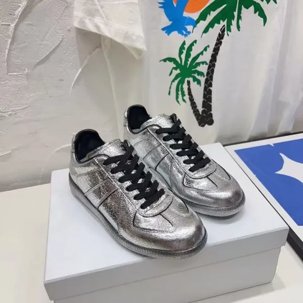 Maison Margiela Replica Sneakers Silver Metallic Leather Sneakers - 1