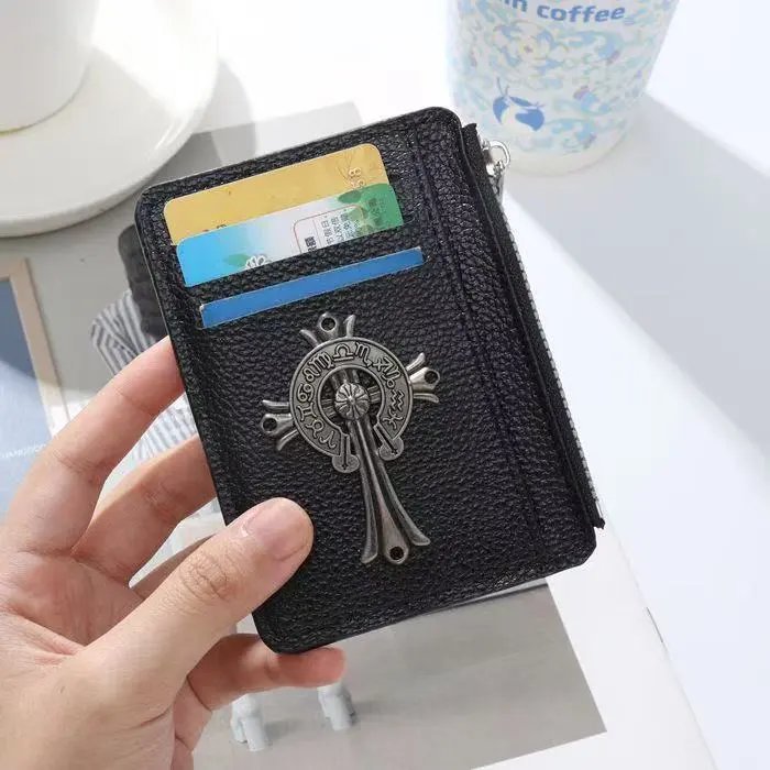 Chrome Hearts Wallets & Card Holders Black Leather Holder with Gothic Cross Hardware — 10