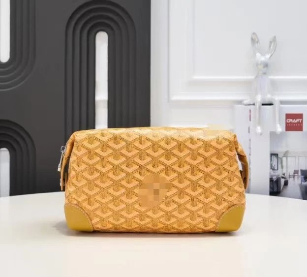 Goyard Travel Bags Goyardine Monogram Zip Cosmetic Pouch with Wrist Strap — 17 (25*12*12cm)