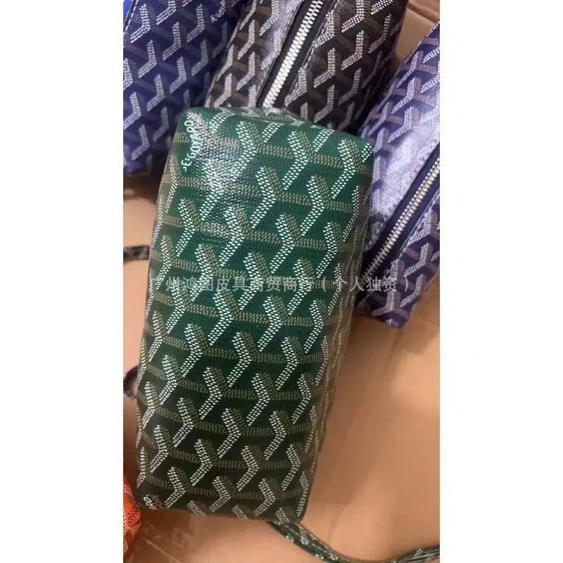 Goyard Travel Bags Goyardine Monogram Zip Cosmetic Pouch with Wrist Strap — Green(18*8*10 CM)