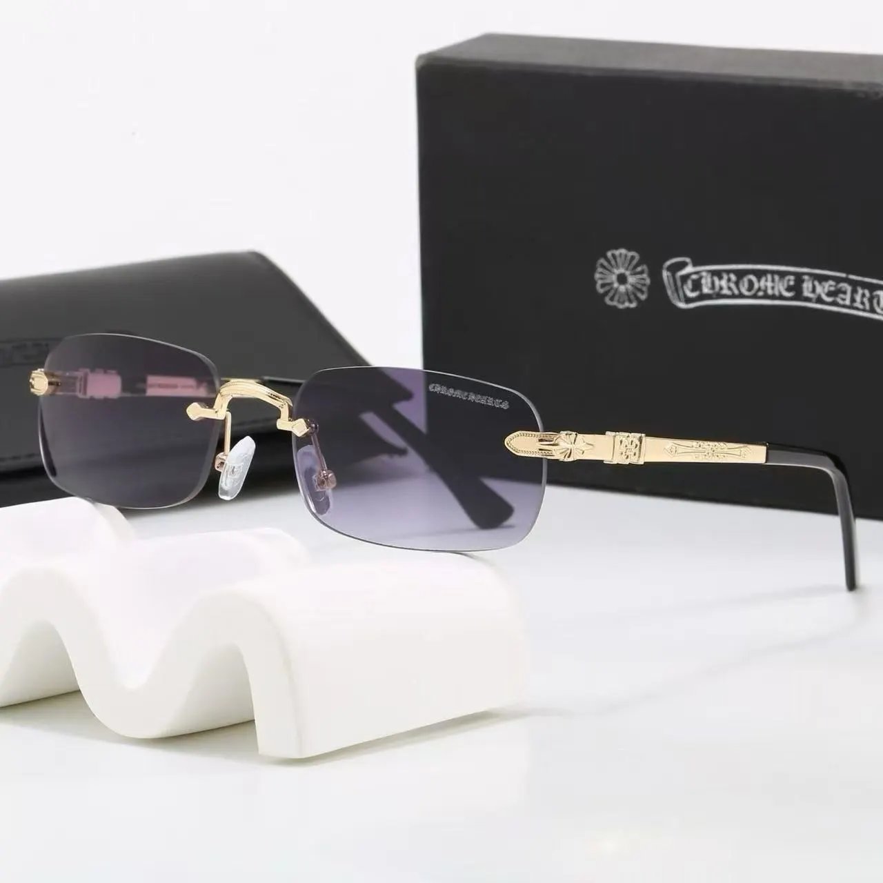 Chrome Hearts Eyewear Rectangular Blue-Light Glasses with Cross Motif Temples product image