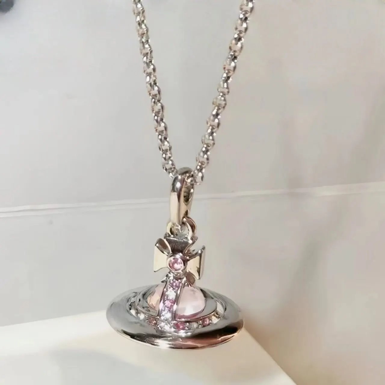 Vivienne Westwood Jewelry Crystal Orb Safety Pin Necklace — 27