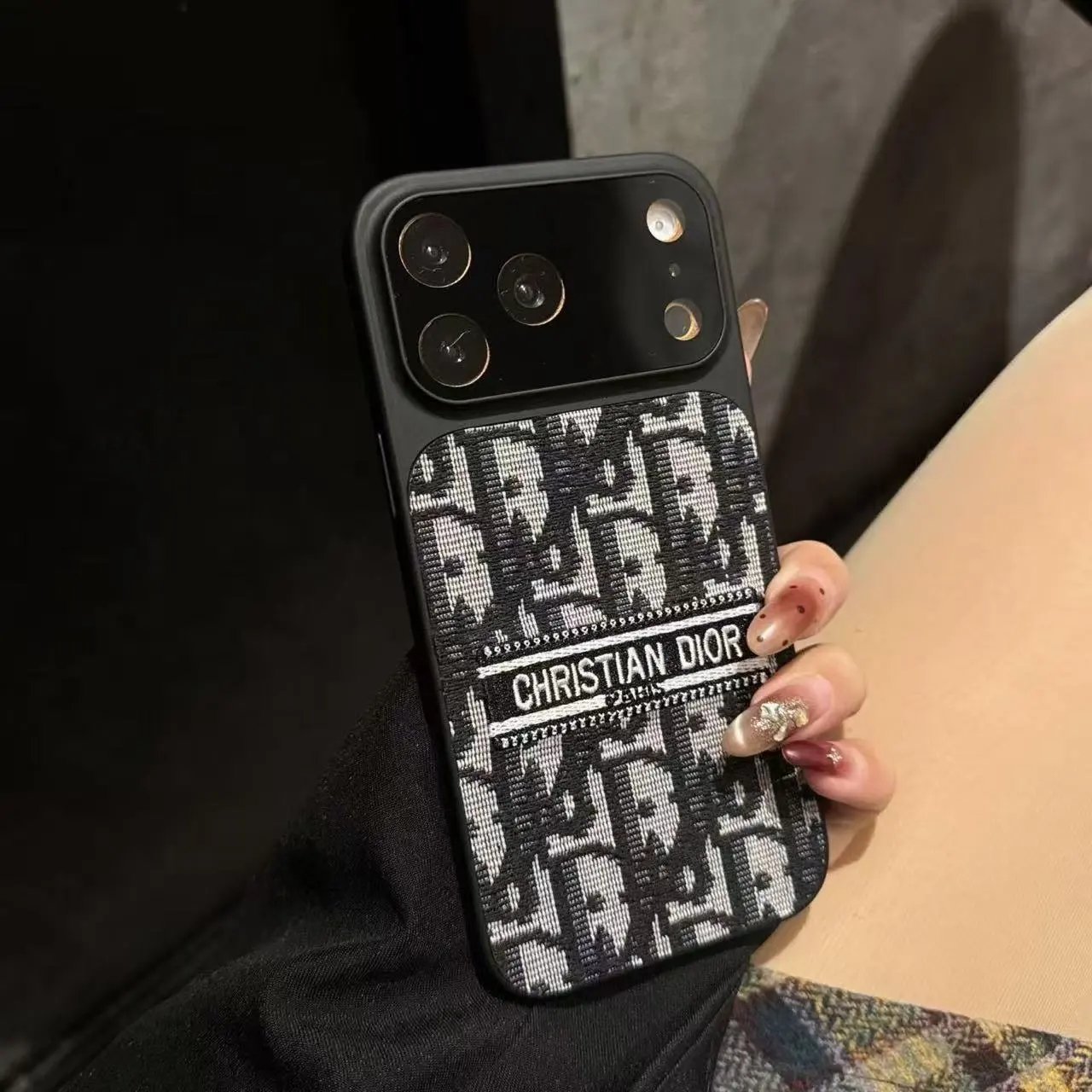 Dior Phone Cases Embroidered Oblique Monogram Fabric Case — 4