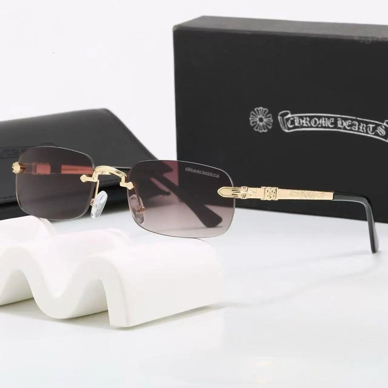 Chrome Hearts Eyewear Rectangular Blue-Light Glasses with Cross Motif Temples product image