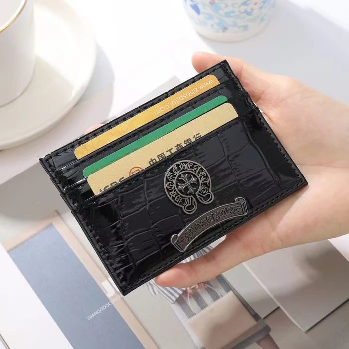 Chrome Hearts Wallets & Card Holders Black Leather Holder with Gothic Cross Hardware — 8