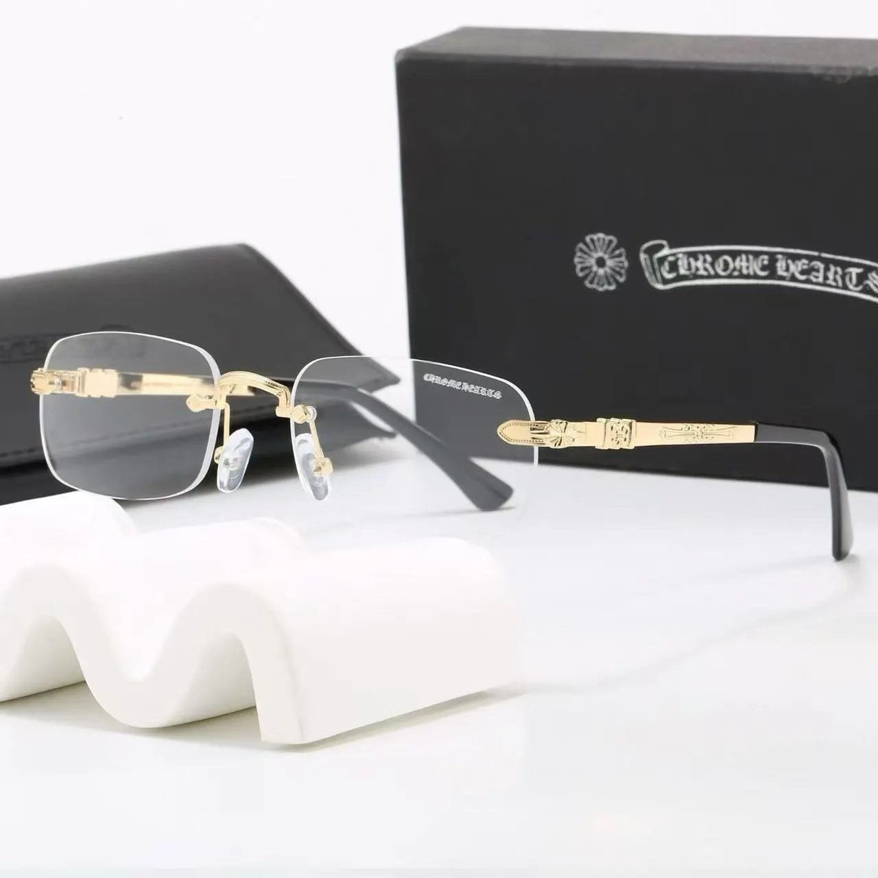 Chrome Hearts Eyewear Rectangular Blue-Light Glasses with Cross Motif Temples product image