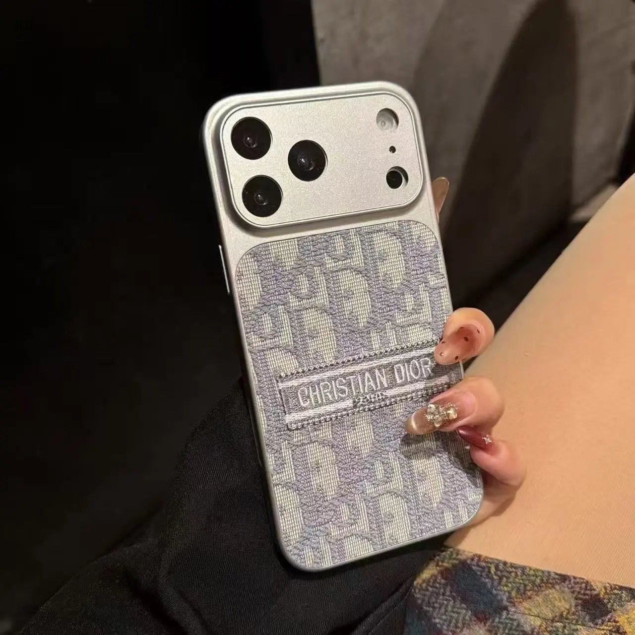 Dior Phone Cases Embroidered Oblique Monogram Fabric Case — 6
