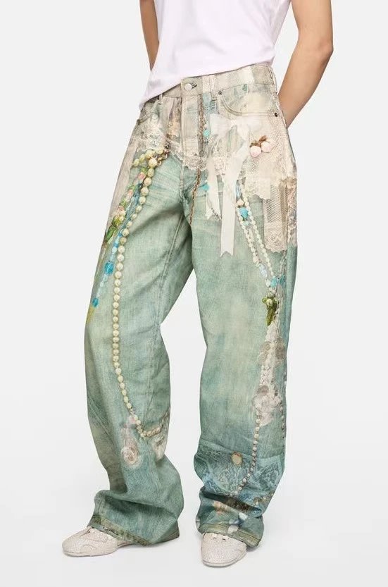 Acne Studios Jeans Wide-Leg Paint-Splatter — 19