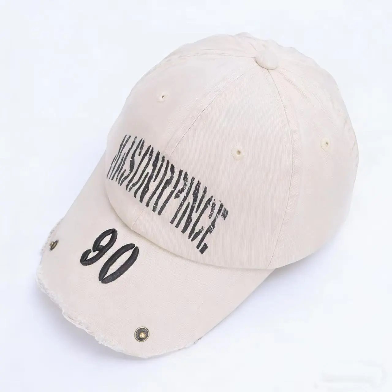 Diesel Hats Distressed Denim Baseball Cap with Embroidered Logo — 25