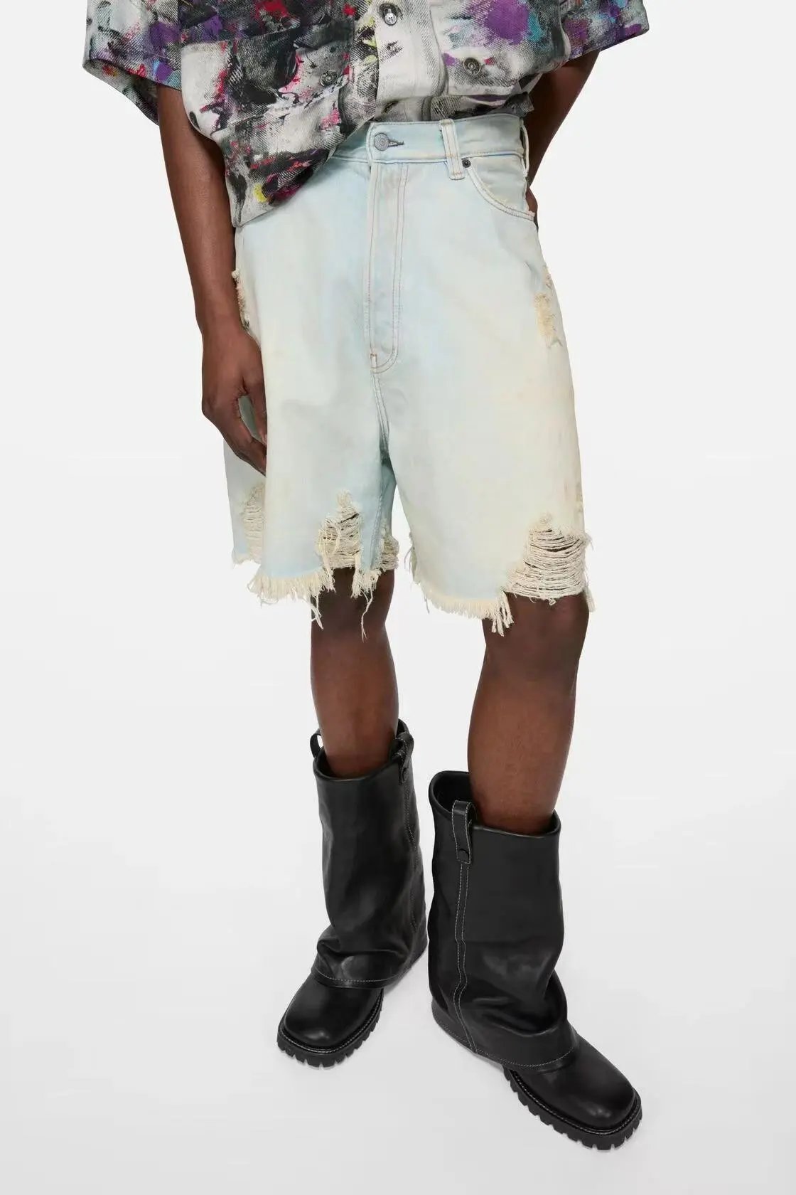Acne Studios Jeans Wide-Leg Paint-Splatter — 9