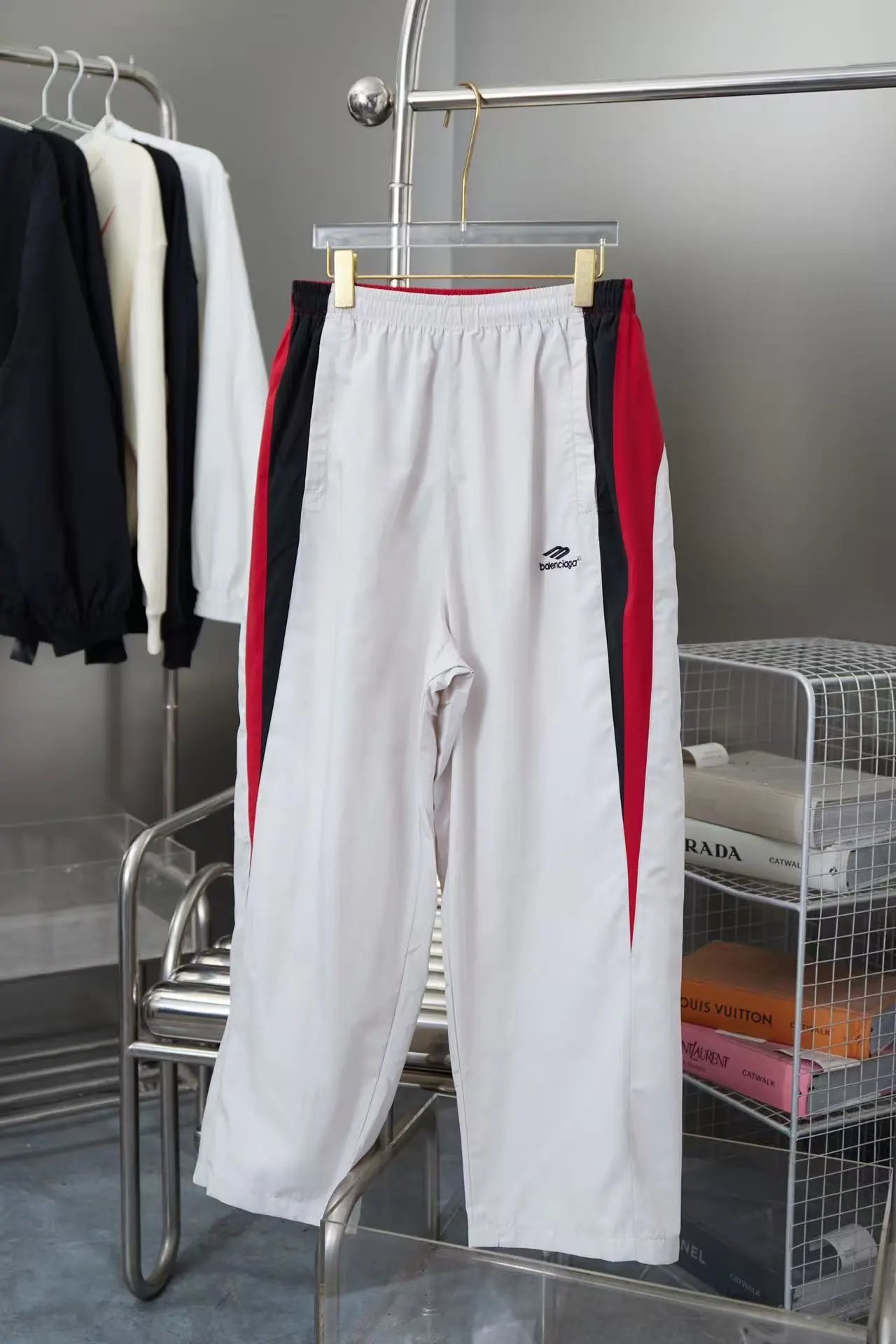 Balenciaga Track Pants White Red Black