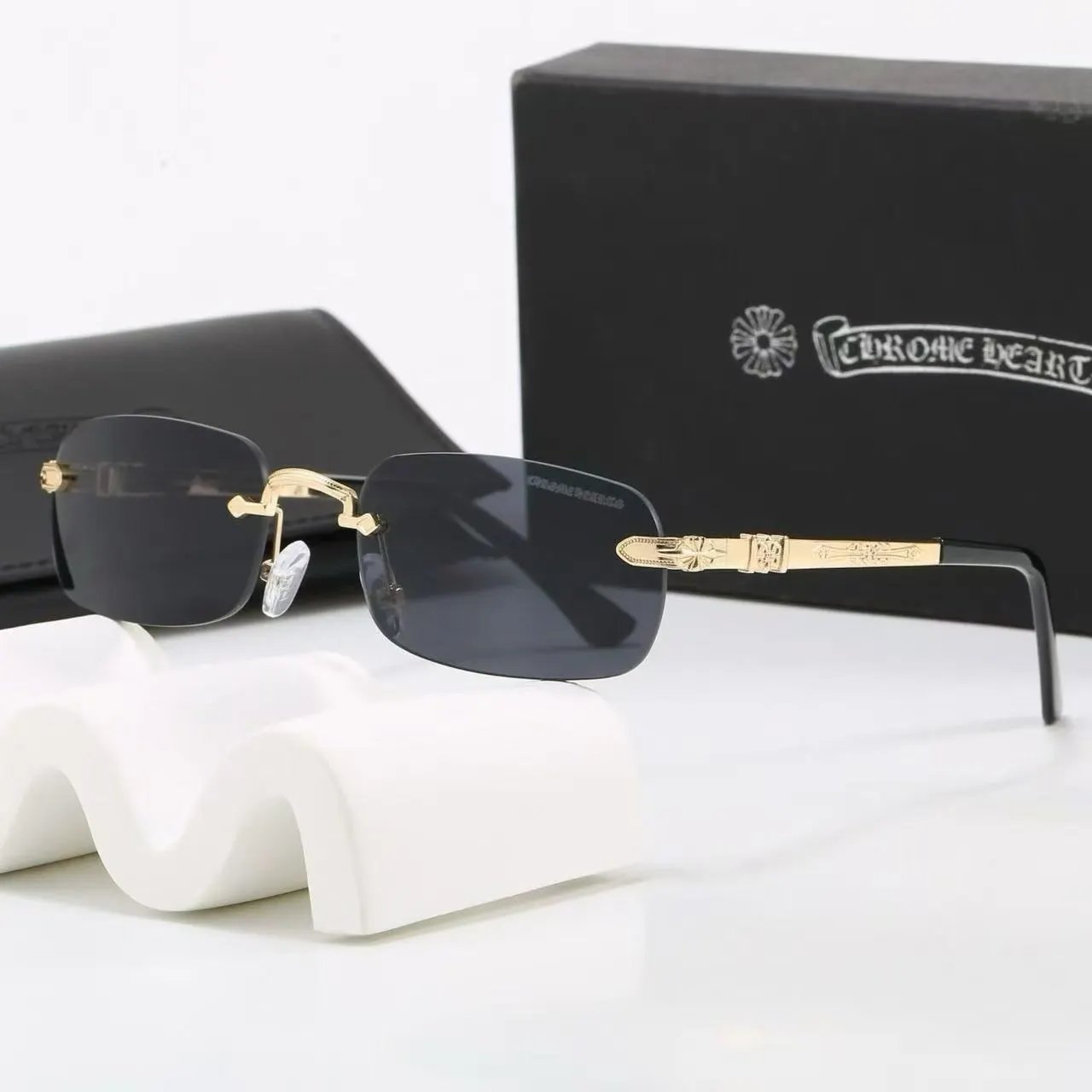 Chrome Hearts Eyewear Rectangular Blue-Light Glasses with Cross Motif Temples product image