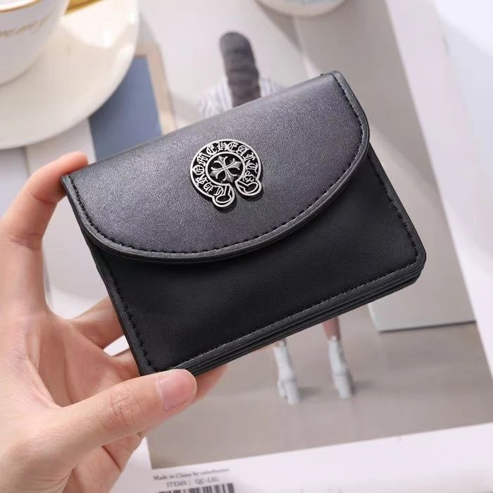 Chrome Hearts Wallets & Card Holders Black Leather Holder with Gothic Cross Hardware — 2