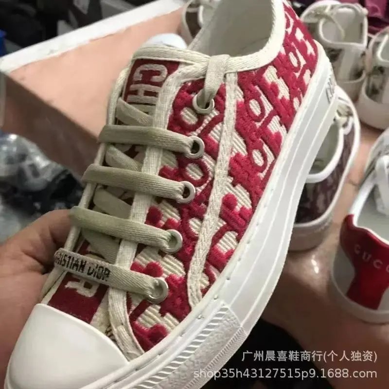 Unbranded Sneakers Low-top lace-up platform canvas with embroidered letter-pattern panels — Flat bottom 7