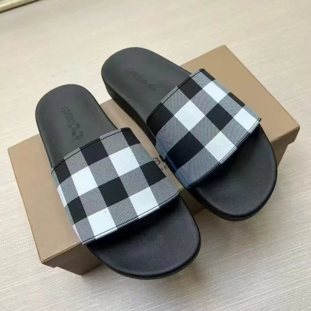 Unbranded Slippers Slide with patterned wide strap — 33