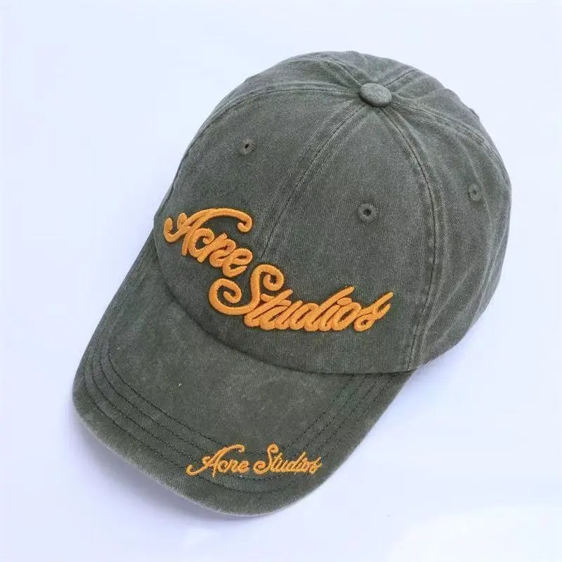 Diesel Hats Distressed Denim Baseball Cap with Embroidered Logo — 34