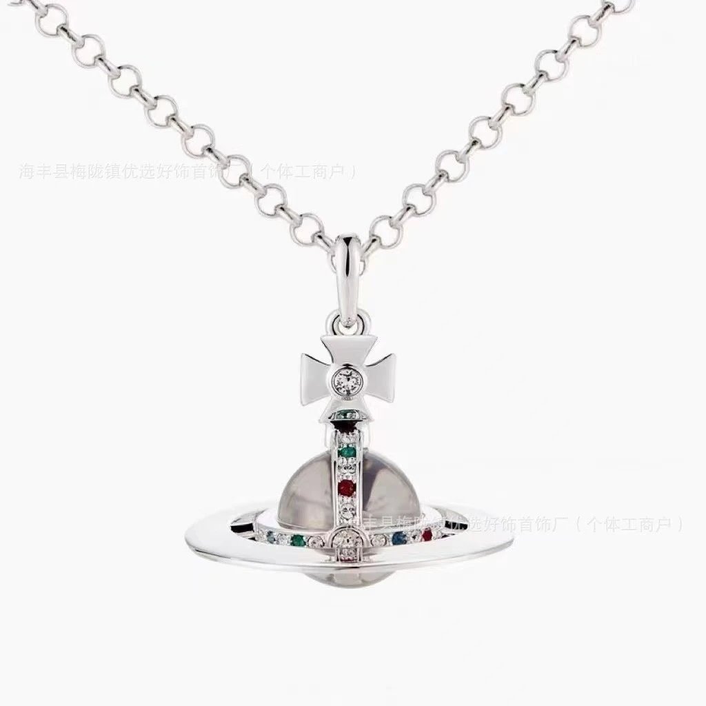Vivienne Westwood Jewelry Crystal Orb Safety Pin Necklace — 22