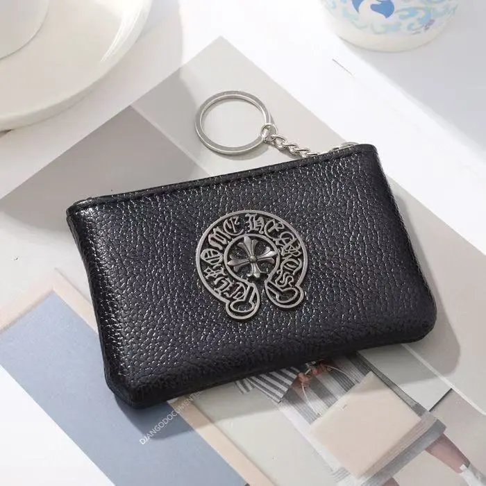 Chrome Hearts Wallets & Card Holders Black Leather Holder with Gothic Cross Hardware — 4