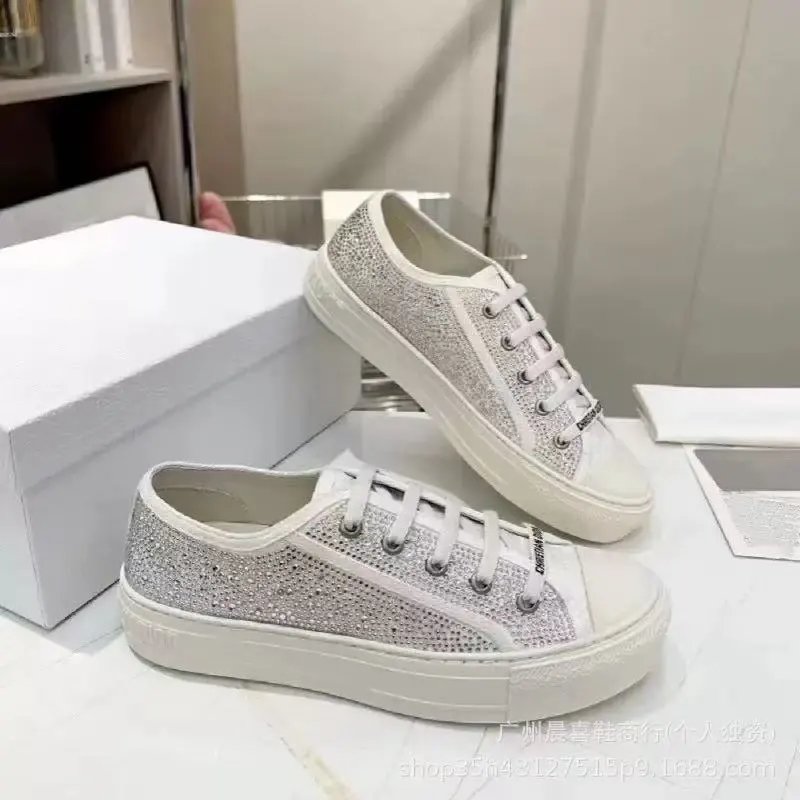 Unbranded Sneakers Low-top lace-up platform canvas with embroidered letter-pattern panels — Flat bottom 14