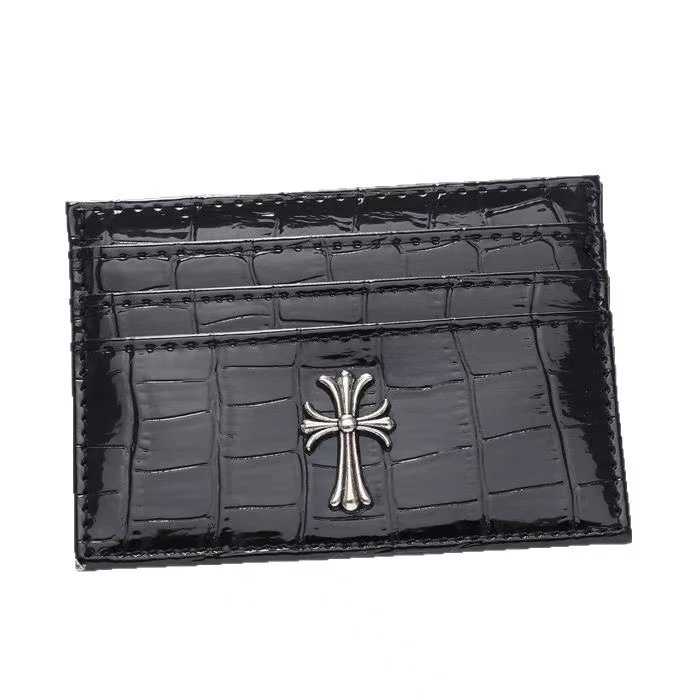 Chrome Hearts Wallets & Card Holders Black Leather Holder with Gothic Cross Hardware — 7