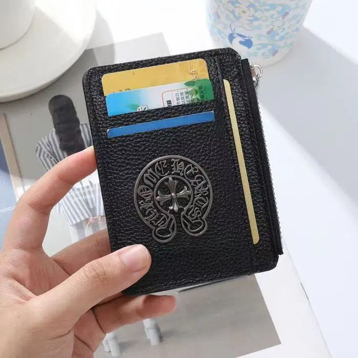 Chrome Hearts Wallets & Card Holders Black Leather Holder with Gothic Cross Hardware — 11