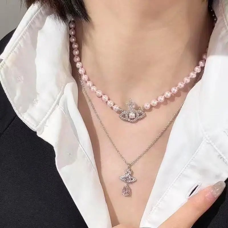 Vivienne Westwood Jewelry Crystal Orb Safety Pin Necklace — 40