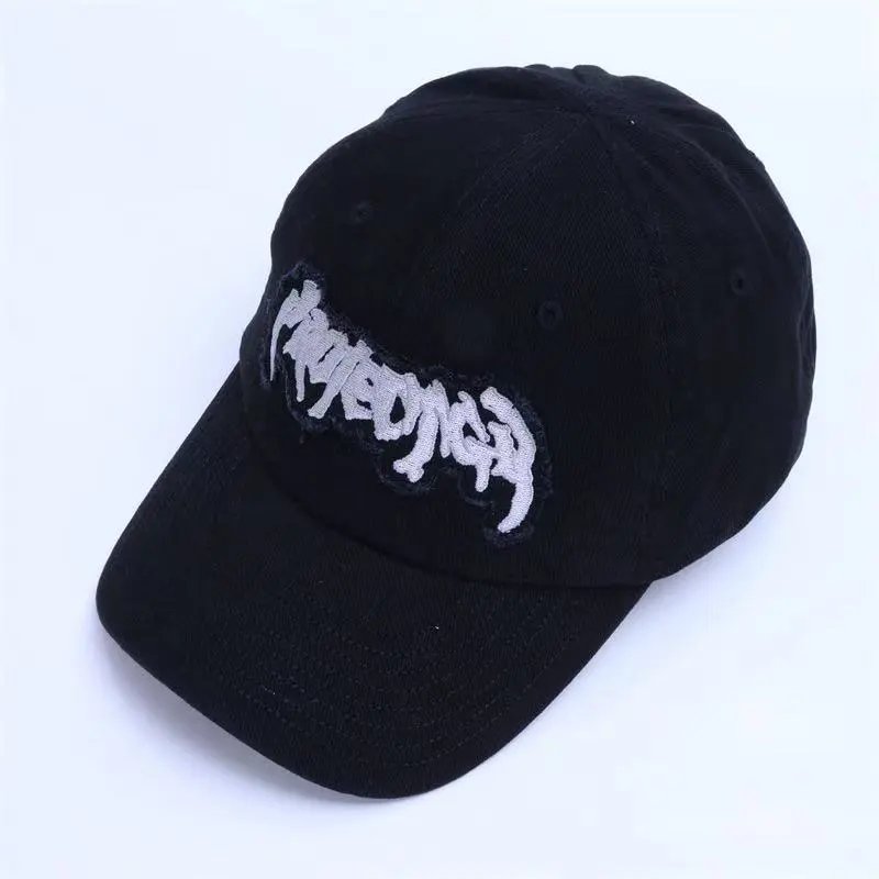 Diesel Hats Distressed Denim Baseball Cap with Embroidered Logo — 32