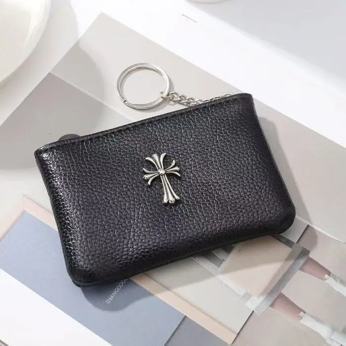 Chrome Hearts Wallets & Card Holders Black Leather Holder with Gothic Cross Hardware — 5