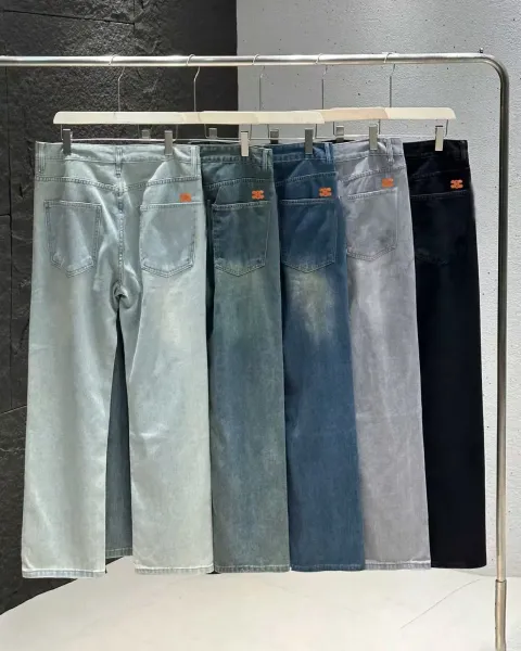 Celine Distressed Straight-Leg Blue Jeans - 4
