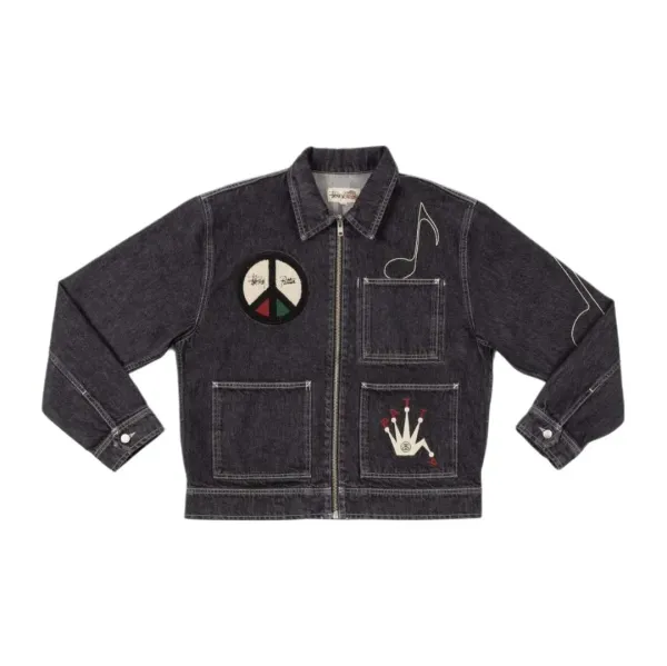 Stüssy Patchwork Varsity Jacket Black - 2