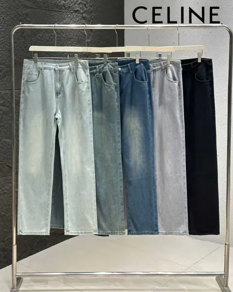 Celine Distressed Straight-Leg Blue Jeans - 3