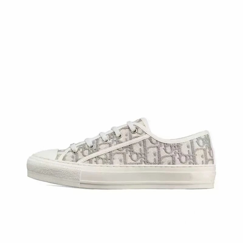 Unbranded Sneakers Low-top lace-up platform canvas with embroidered letter-pattern panels — Flat bottom 2