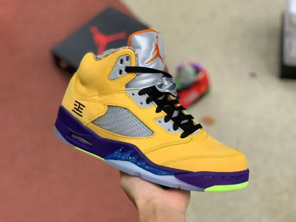 Air Jordan 5 Retro 'Laney' Yellow Purple Basketball Shoes - 1