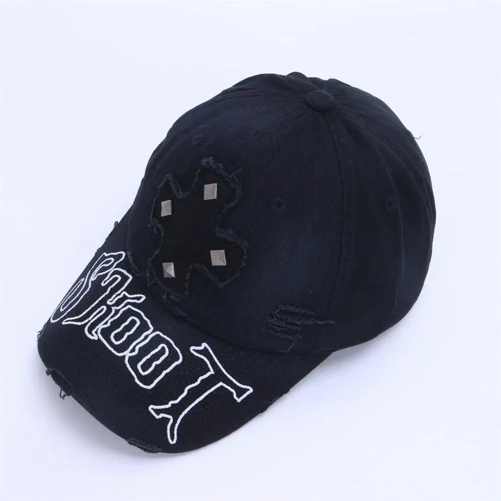 Diesel Hats Distressed Denim Baseball Cap with Embroidered Logo — 30