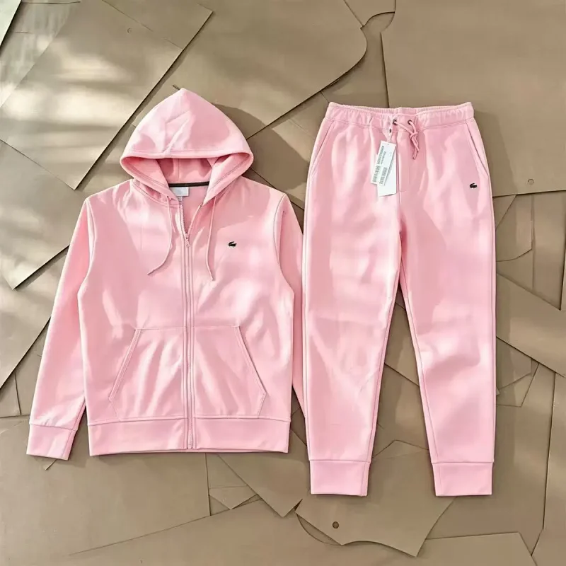 Lacoste Tracksuits Zip-Up Geometric Pattern Track Suit with Striped Sleeves — Sweatpants 6