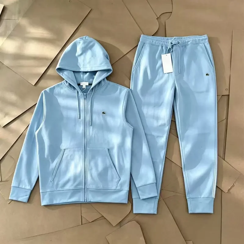 Lacoste Tracksuits Zip-Up Geometric Pattern Track Suit with Striped Sleeves — Sweatpants 5