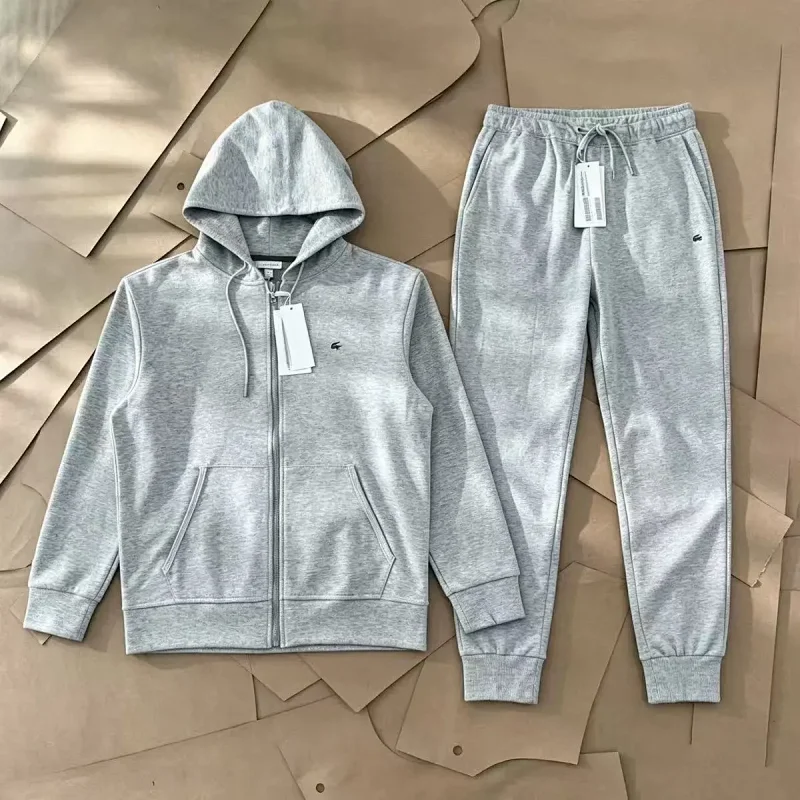 Lacoste Tracksuits Zip-Up Geometric Pattern Track Suit with Striped Sleeves — Sweatpants 2