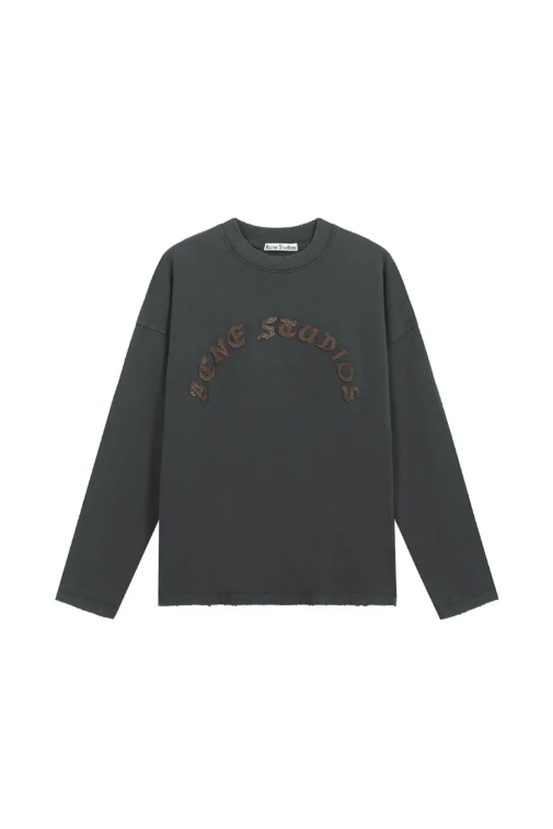 Mickeybuys.com trendy brand 1996 washed, worn out, antique A letter printed high street long sleeved loose fitting couple T-shirt