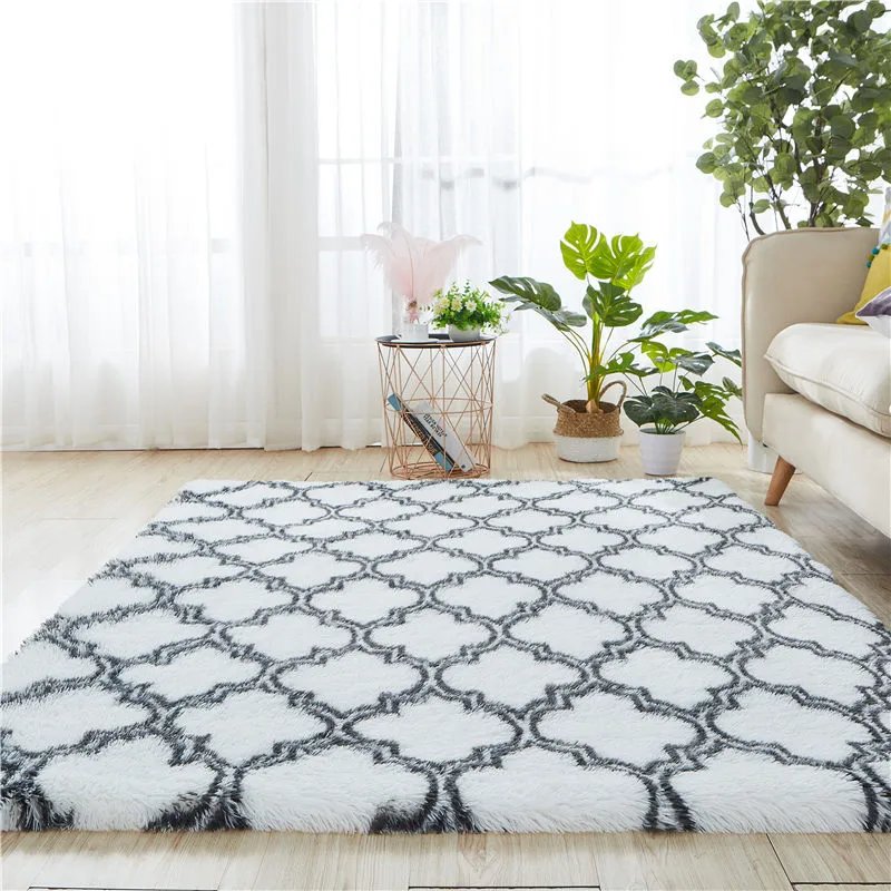 Other Trellis Plush Rug White/Grey