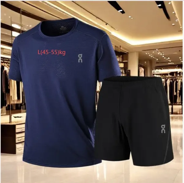 On Running Performance T-Shirt and Shorts Set Navy / Black Activewear - 1