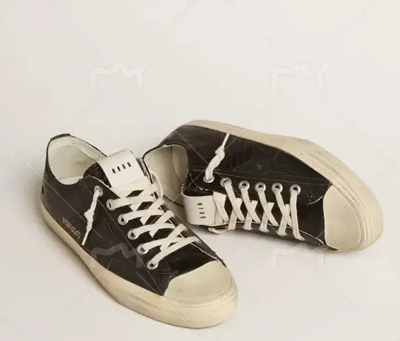 Golden Goose Deluxe Brand Super-Star Black Patent Leather Distressed Sneakers - 1
