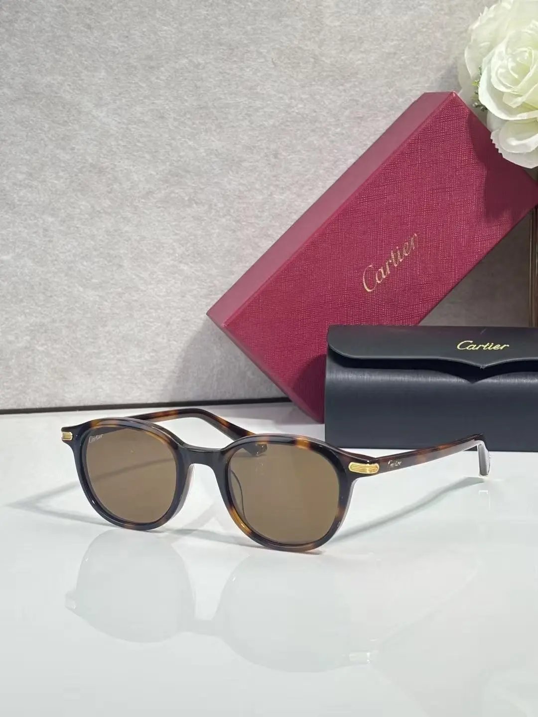 Cartier Eyewear 2011 Round Metal-Frame Sunglasses — 35