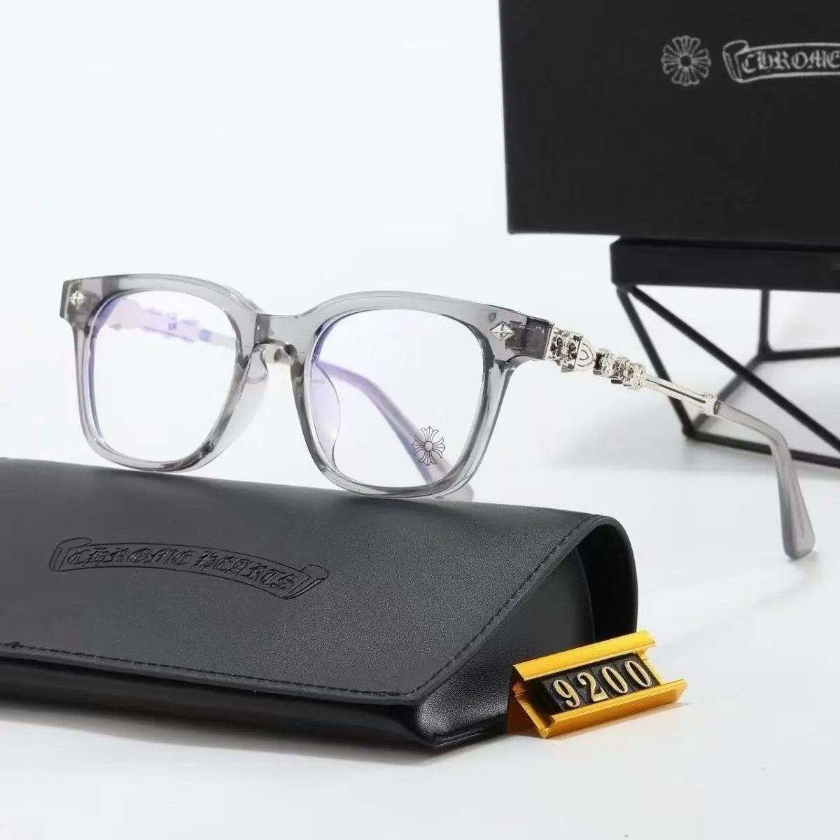 Unbranded Eyewear Square frames with floral cross temple embellishments — 21