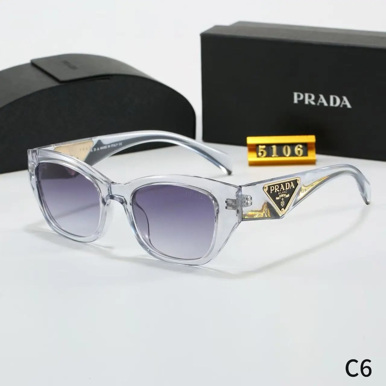 Prada Eyewear Square-frame sunglasses with triangle-logo temples — 5