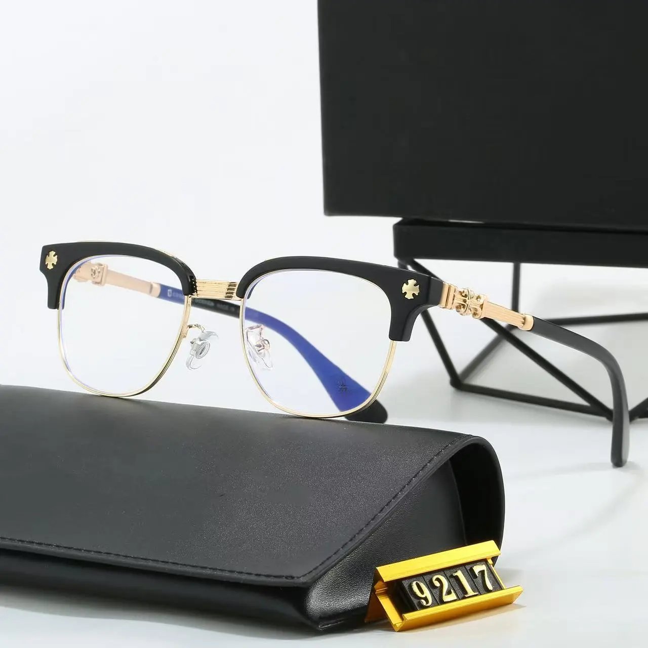 Unbranded Eyewear Square frames with floral cross temple embellishments — 26